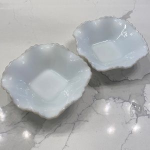 Quilted Diamond Milk Glass Bowls